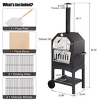 ROVSUN Outdoor Pizza Oven Wood Fried with Pizza Stone, Pizza Peel, Grill Rack for Backyard and Camping