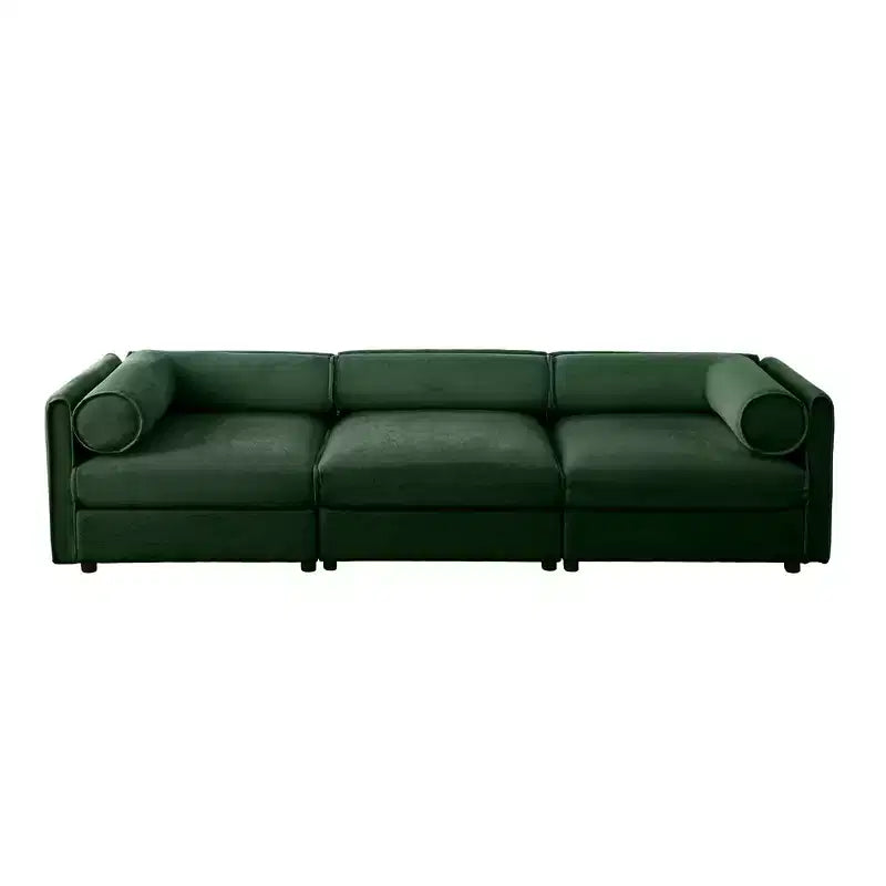 Elegant White Chenille Sofa with Storage Seat, Cylindrical Backrest and Armrests