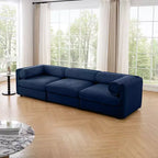 Elegant White Chenille Sofa with Storage Seat, Cylindrical Backrest and Armrests