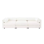 Elegant White Chenille Sofa with Storage Seat, Cylindrical Backrest and Armrests