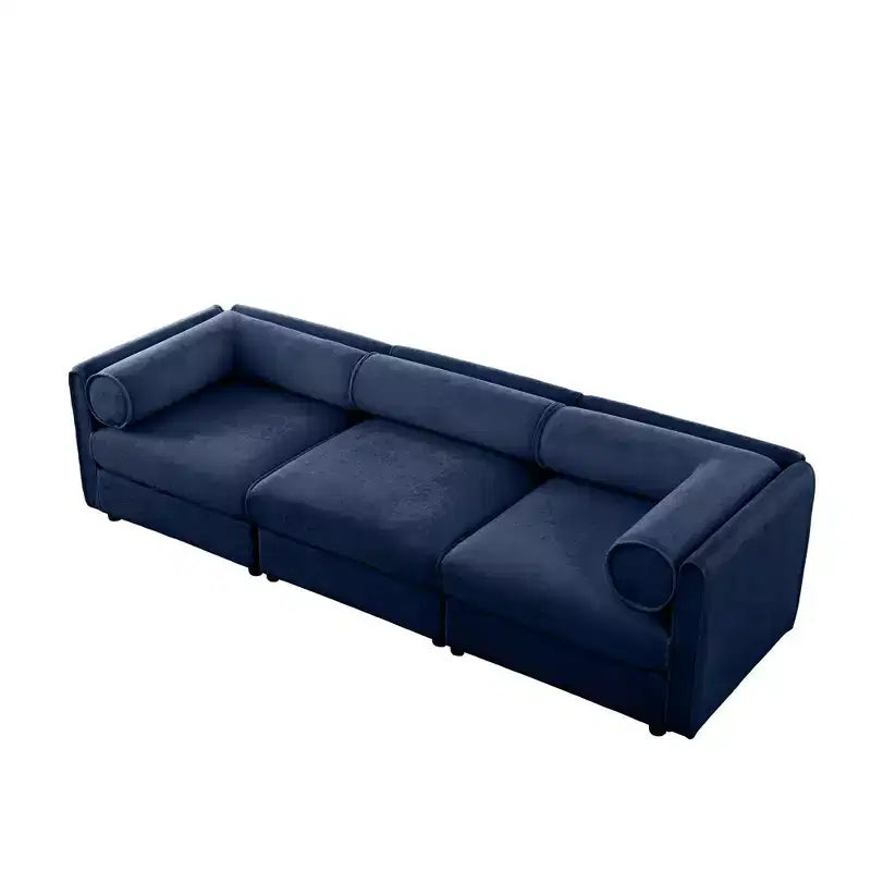 Elegant White Chenille Sofa with Storage Seat, Cylindrical Backrest and Armrests