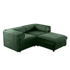 Stylish White Chenille 2-Seater Sofa with Ottoman Storage Seat, Cylindrical Backrest and Armrests