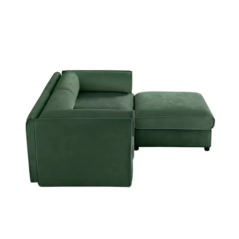 Stylish White Chenille 2-Seater Sofa with Ottoman Storage Seat, Cylindrical Backrest and Armrests