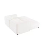 Stylish White Chenille 2-Seater Sofa with 2 Ottoman Storage Seat, Cylindrical Backrest and Armrests