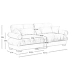 Large Size Modern Two-seater Sofa with Bolstered Armrests,Velvet 2-Seater Sofa With Waist Pillows and Throw Pillowsedroom,Grey