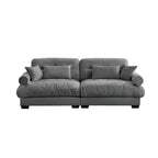 Large Size Modern Two-seater Sofa with Bolstered Armrests,Velvet 2-Seater Sofa With Waist Pillows and Throw Pillowsedroom,Grey