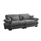 Large Size Modern Two-seater Sofa with Bolstered Armrests,Velvet 2-Seater Sofa With Waist Pillows and Throw Pillowsedroom,Grey