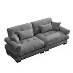 Large Size Modern Two-seater Sofa with Bolstered Armrests,Velvet 2-Seater Sofa With Waist Pillows and Throw Pillowsedroom,Grey