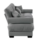 Large Size Modern Two-seater Sofa with Bolstered Armrests,Velvet 2-Seater Sofa With Waist Pillows and Throw Pillowsedroom,Grey