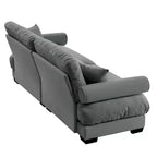 Large Size Modern Two-seater Sofa with Bolstered Armrests,Velvet 2-Seater Sofa With Waist Pillows and Throw Pillowsedroom,Grey
