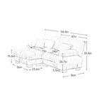 Chenille 2 Seater Sofa with 2 Lumbar pillows and 2 throw pillows , Upholstered Wide Arm Sofa with Convertible Ottoman,Chenille Light coffee