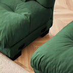 Chenille 2 Seater Sofa with 2 Lumbar pillows and 2 throw pillows , Upholstered Wide Arm Sofa with Convertible Ottoman,Chenille Light coffee