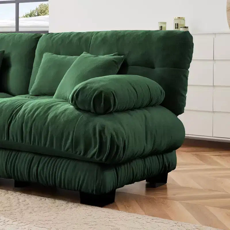 Cloud Couch 2 Seater Sofa for Living Room, Chenille 2 - Seat sofa with 2 Lumbar pillows and 2 throw pillows,Chenille Light coffee