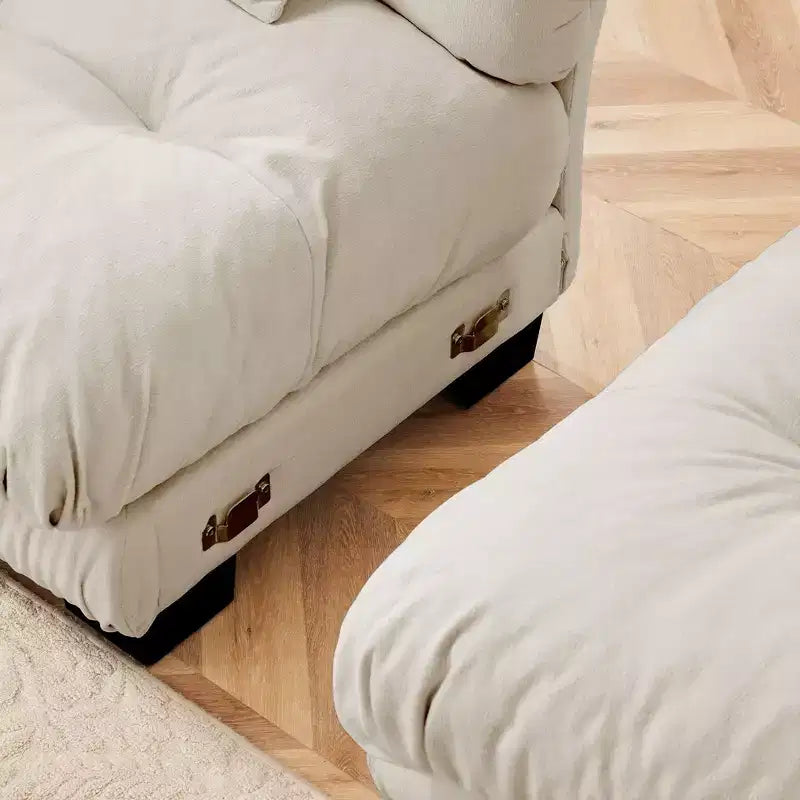 Cloud Couch 2 Seater Sofa for Living Room, Chenille 2 - Seat sofa with 2 Lumbar pillows and 2 throw pillows,Chenille Light coffee