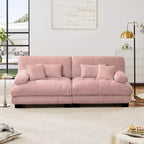 Cloud Couch 2 Seater Sofa for Living Room, Chenille 2 - Seat sofa with 2 Lumbar pillows and 2 throw pillows,Chenille Light coffee