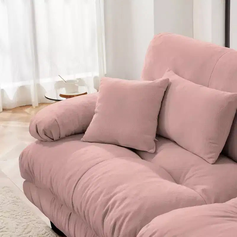 Cloud Couch 2 Seater Sofa for Living Room, Chenille 2 - Seat sofa with 2 Lumbar pillows and 2 throw pillows,Chenille Light coffee