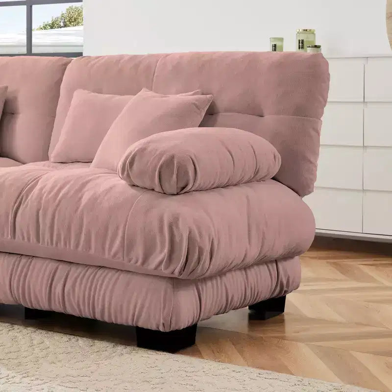 Cloud Couch 2 Seater Sofa for Living Room, Chenille 2 - Seat sofa with 2 Lumbar pillows and 2 throw pillows,Chenille Light coffee