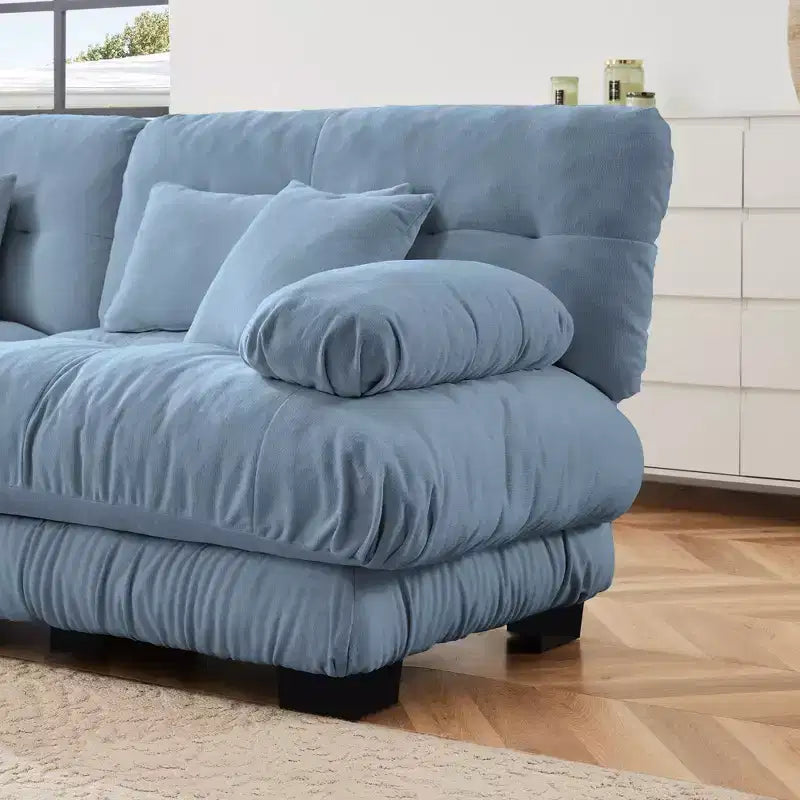 Cloud Couch 2 Seater Sofa for Living Room, Chenille 2 - Seat sofa with 2 Lumbar pillows and 2 throw pillows,Chenille Light coffee