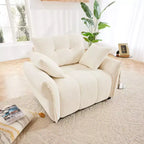 47 Single Seater Sofa with High-Resilience Support Cushions and Throw Pillows, Modern Design for Living Room White