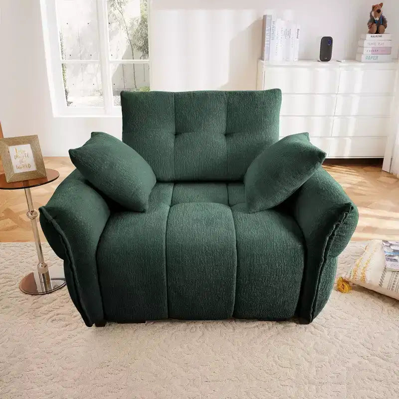 47 Single Seater Sofa with High-Resilience Support Cushions and Throw Pillows, Modern Design for Living Room White