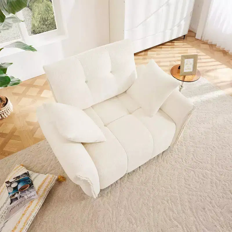 47 Single Seater Sofa with High-Resilience Support Cushions and Throw Pillows, Modern Design for Living Room White