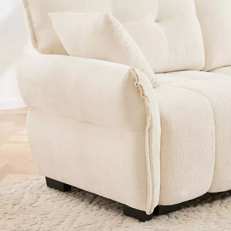 47 Single Seater Sofa with High-Resilience Support Cushions and Throw Pillows, Modern Design for Living Room White