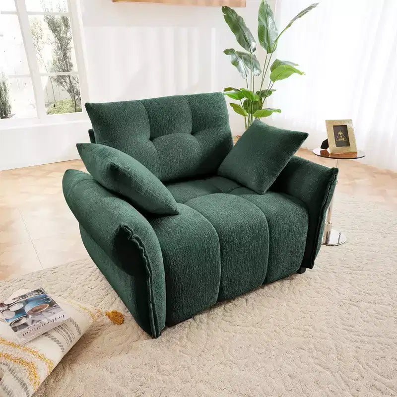 Canapé monoplace 47 avec coussins de soutien à haute résilience et oreillers décoratifs, design moderne pour salon Blanc
