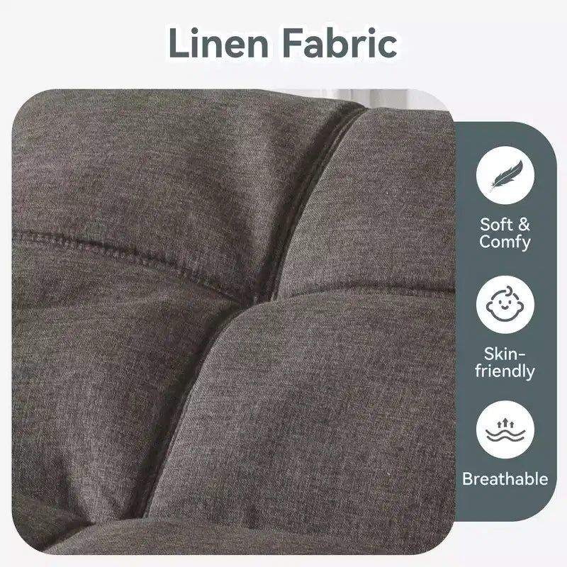 Dyonery Futon Sofa Bed Convertible Couch, Linen Sofa Bed with Memory Foam, Adjustable Backrest & Armrests, Multifunctional Small Loveseat