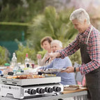 R.W.FLAME Portable 4-Burner Propane Gas Griddle, 32,000 BTU Flat Top Grill with 304 Stainless Steel, Non-Coated Surface for Outdoor Cooking