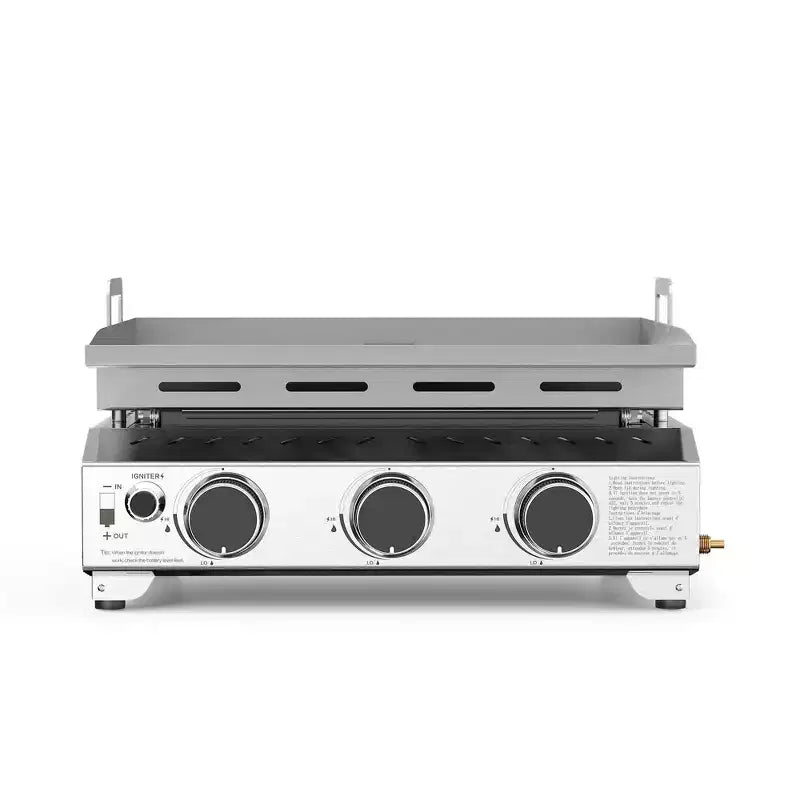 R.W.FLAME 3-Burner Portable Propane Griddle, 25 304 Stainless Steel Tabletop Gas Grill, 24,000 BTU for Camping, RVs, Outdoor BBQ
