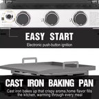 R.W.FLAME Plancha portable à 3 brûleurs au propane, Barbecue à gaz de table en acier inoxydable 304 de 25 pouces, 24 000 BTU pour camping, VR, BBQ extérieur