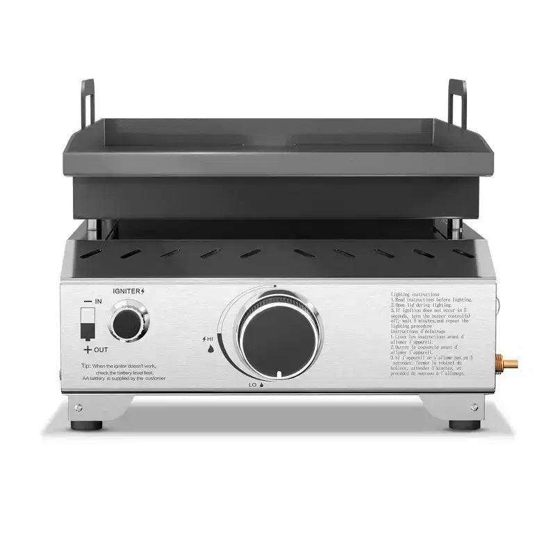 R.W. FLAME Portable Propane Griddle, 8,000 BTU Tabletop Flat Top Grill, 304 Stainless Steel Gas Grill for Camping, Outdoor BBQ, RV Cooking