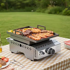 R.W. FLAME Portable Propane Griddle, 8,000 BTU Tabletop Flat Top Grill, 304 Stainless Steel Gas Grill for Camping, Outdoor BBQ, RV Cooking