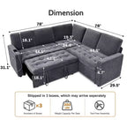 Canapé sectionnel modulaire Dyonery 5 places avec ports USB/dossier réglable/sièges de rangement, assemblage sans outils