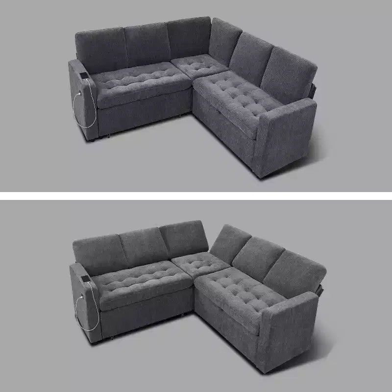 Canapé sectionnel modulaire Dyonery 5 places avec ports USB/dossier réglable/sièges de rangement, assemblage sans outils