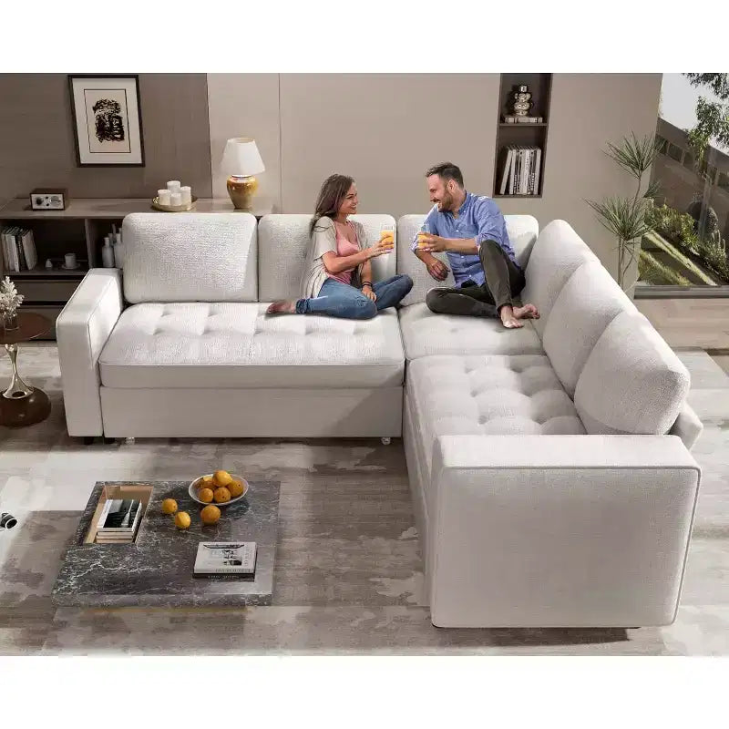 Canapé sectionnel modulaire Dyonery 5 places avec ports USB/dossier réglable/sièges de rangement, assemblage sans outils