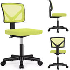 Armless Mesh Office Chair with Adjustable Height and Lumbar Support, Swivel Rolling Computer Desk Chair for Small Spaces