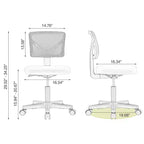 Armless Mesh Office Chair with Adjustable Height and Lumbar Support, Swivel Rolling Computer Desk Chair for Small Spaces