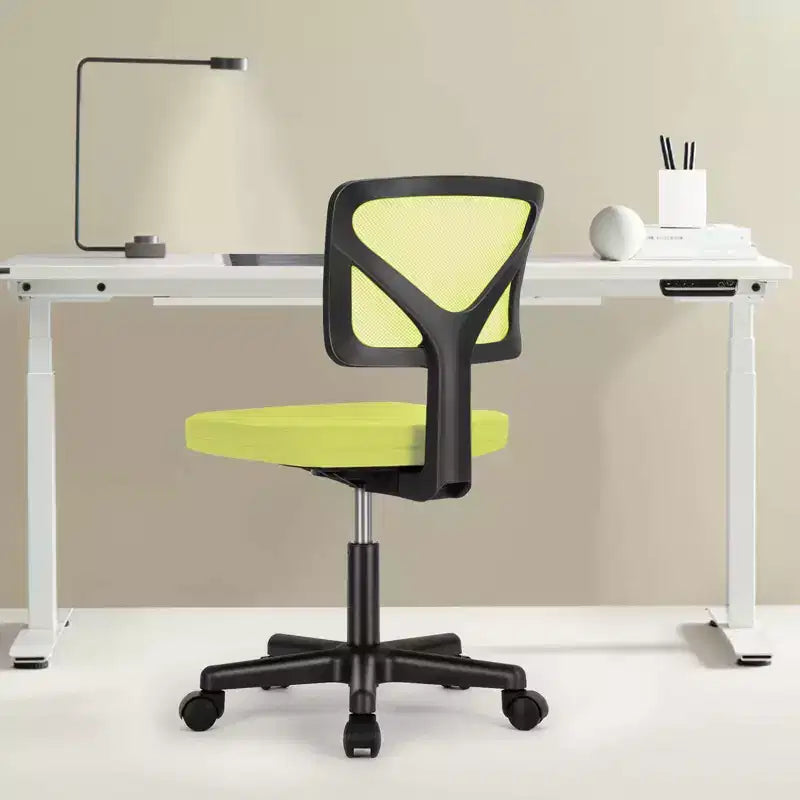 Armless Mesh Office Chair with Adjustable Height and Lumbar Support, Swivel Rolling Computer Desk Chair for Small Spaces