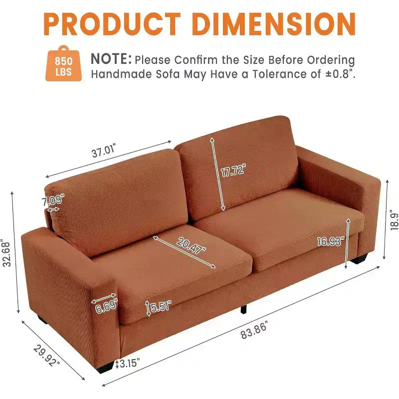 Canapé 2 places, canapé profond avec larges accoudoirs, coussins déhoussables lavables, tissu bouclé confortable pour salon, vert