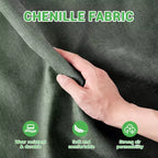 2-Seater High Quality Wood Frame Chenille Green Fabric Armrests Sofa with 2 Lumbar Pillows Resilient Sponge Easy Install