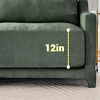 2-Seater High Quality Wood Frame Chenille Green Fabric Armrests Sofa with 2 Lumbar Pillows Resilient Sponge Easy Install