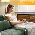 2-Seater High Quality Wood Frame Chenille Green Fabric Armrests Sofa with 2 Lumbar Pillows Resilient Sponge Easy Install