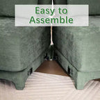 2-Seater High Quality Wood Frame Chenille Green Fabric Armrests Sofa with 2 Lumbar Pillows Resilient Sponge Easy Install