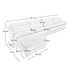 4-Seater Chenille Fabric Beige Sofa with 1 Movable Ottoman High Resilient Sponge Easy Install