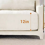 4-Seater Chenille Fabric Beige Sofa with 1 Movable Ottoman High Resilient Sponge Easy Install