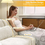 4-Seater Chenille Fabric Beige Sofa with 1 Movable Ottoman High Resilient Sponge Easy Install