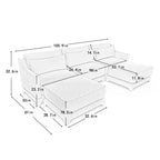 3-Seater Chenille Fabric Beige Sofa with 2 Movable Ottomans and Lumbar Pillow High-Resilience Sponge High Quality Wooden Base