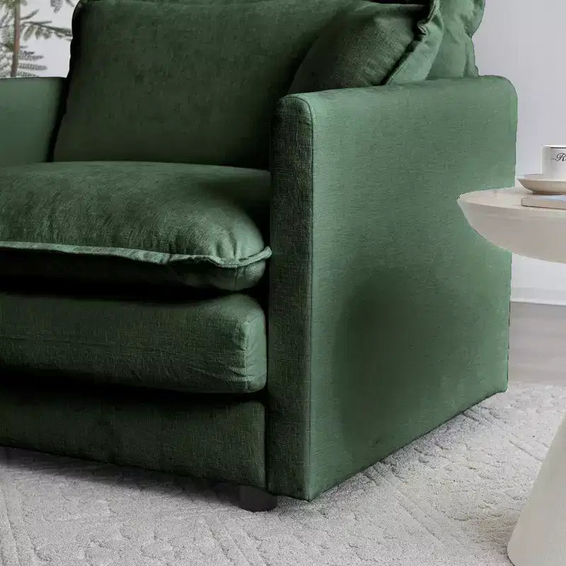 Modern Fabric Loveseat Sofa Couch for Living Room Upholstered Large Size Deep Seat 2-Seat Sofa with 4 Pillows Beige Chenille