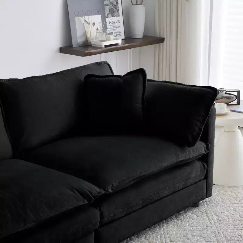 Modern Fabric Loveseat Sofa Couch for Living Room Upholstered Large Size Deep Seat 2-Seat Sofa with 4 Pillows Beige Chenille